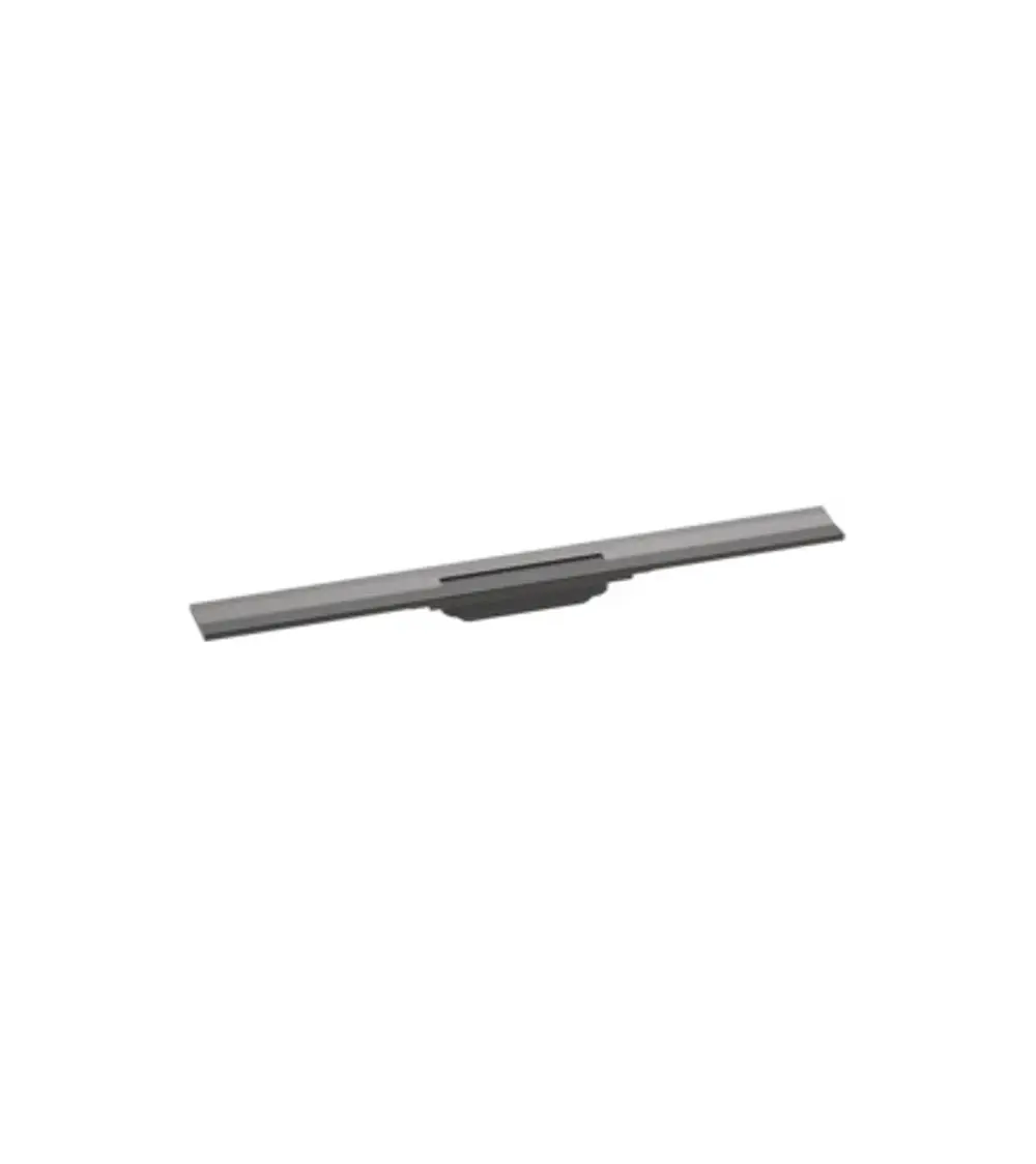 Duschrinne in schmalem Design, geeignet zur Wandmontage. Oberfläche in Brushed Black Chrome. Hersteller: Hansgrohe.